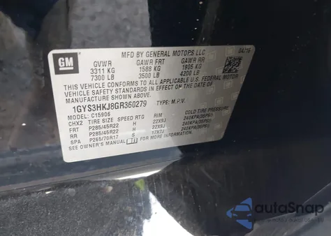 2016 Cadillac Escalade Esv Luxury Collection z USA, uszkodzony, nr VIN 1GYS3HKJ8GR360279